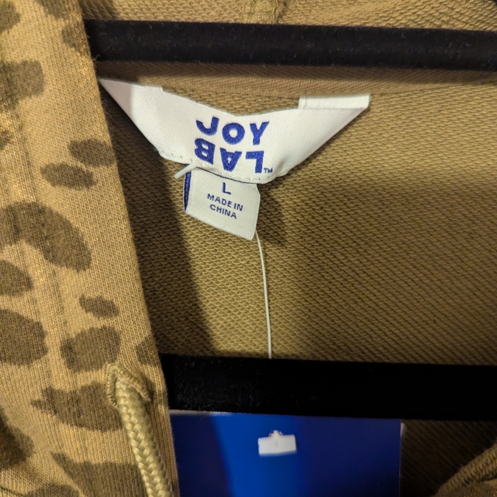 Size Large JoyLab Acid Wash Leopard Print Hoodie - Picture 4 of 5